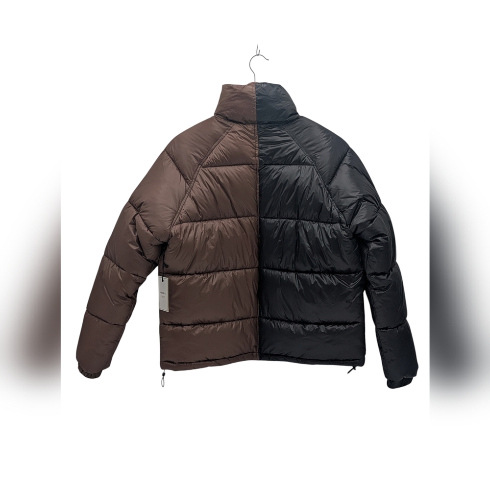 NWT Forever 21 Color Block Puffer Jacket Sz S Black/Brown Women Funnel Neck - Picture 12 of 17